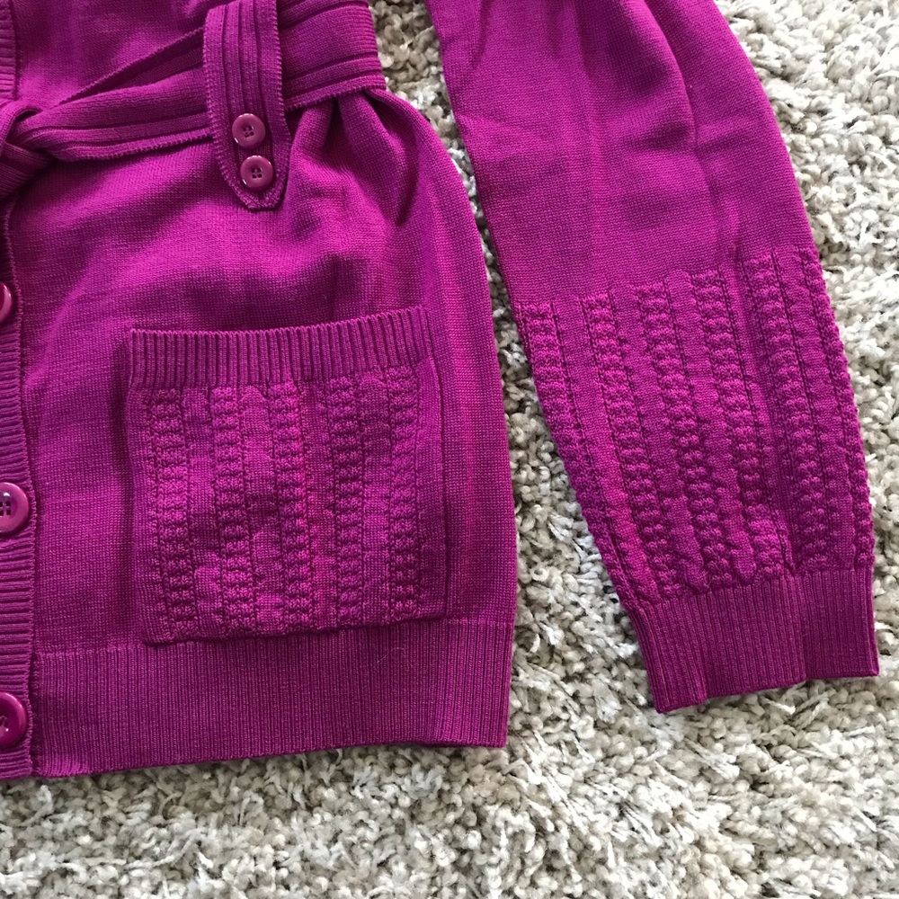 NWT Tibi magenta wool button down/belted cardigan - Picture 8 of 8